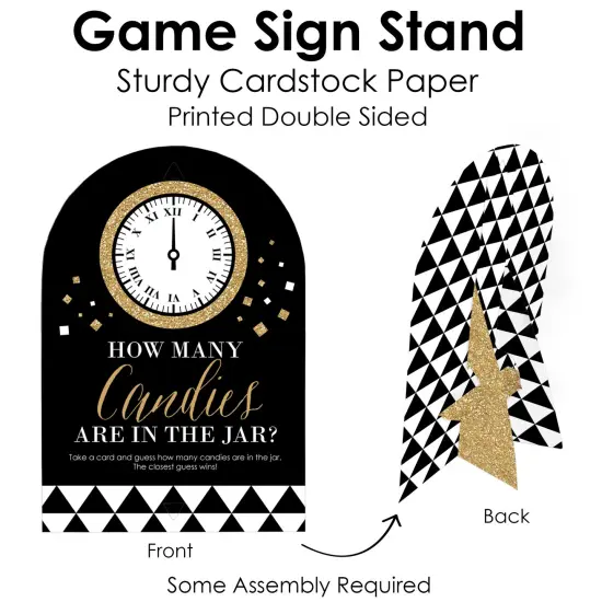 Big Dot of Happiness New Year&rsquo;s Eve - Gold - How Many Candies New Years Eve Party Game - 1 Stand and 40 Cards - Candy Guessing Game {6}