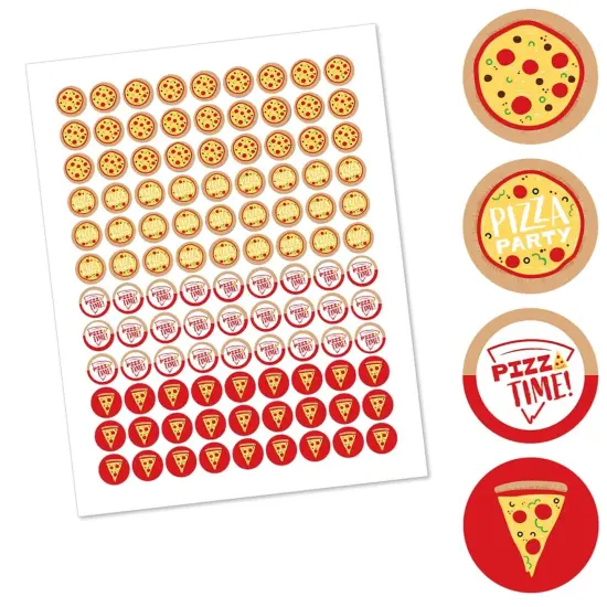 Big Dot of Happiness Pizza Party Time - Baby Shower or Birthday Party Round Candy Sticker Favors - Labels Fits Chocolate Candy (1 sheet of 108) {3}