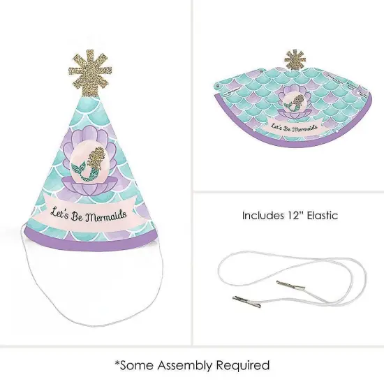 Big Dot of Happiness Let's Be Mermaids - Mermaid Mini Cone Baby Shower or Birthday Party Hats - Small Little Party Hats - Set of 8 {6}