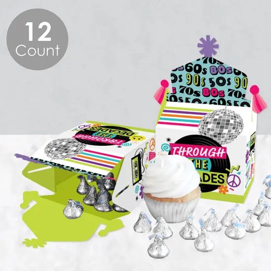 Big Dot of Happiness Through the Decades - Treat Box Party Favors - 50s, 60s, 70s, 80s, and 90s Party Goodie Gable Boxes - Set of 12 {4}