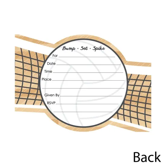 Big Dot of Happiness Bump, Set, Spike - Volleyball - Shaped Fill-in Invites - Baby Shower or Birthday Party Invites Cards with Envelopes - Set of 12 {4}
