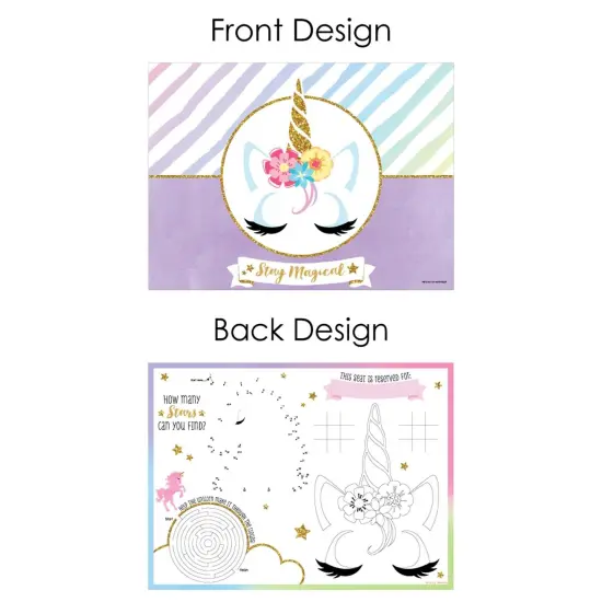 Big Dot of Happiness Rainbow Unicorn - Paper Magical Unicorn Birthday Party Coloring Sheets - Activity Placemats - Set of 16 {7}