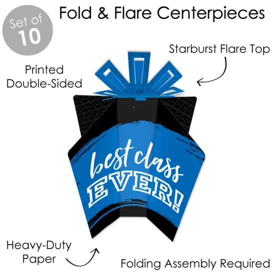 Big Dot of Happiness Reunited Blue - Table Decorations - Royal Blue School Class Reunion Party Fold and Flare Centerpieces - 10 Count {6}