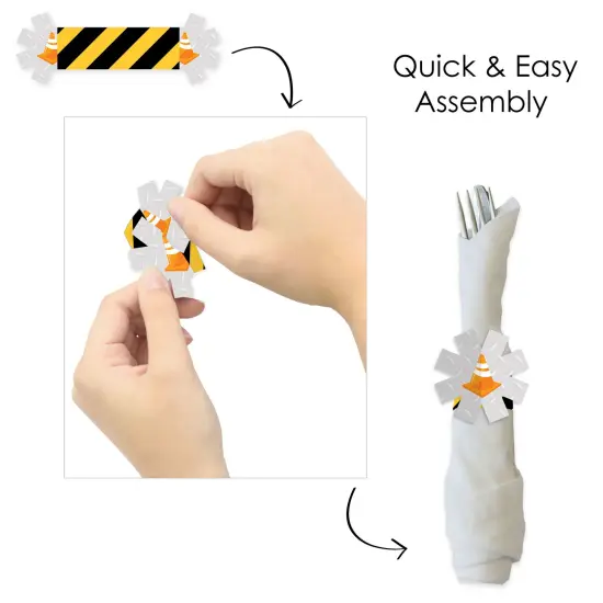 Big Dot of Happiness Dig It - Construction Party Zone - Baby Shower or Birthday Party Paper Napkin Holder - Napkin Rings - Set of 24 {6}