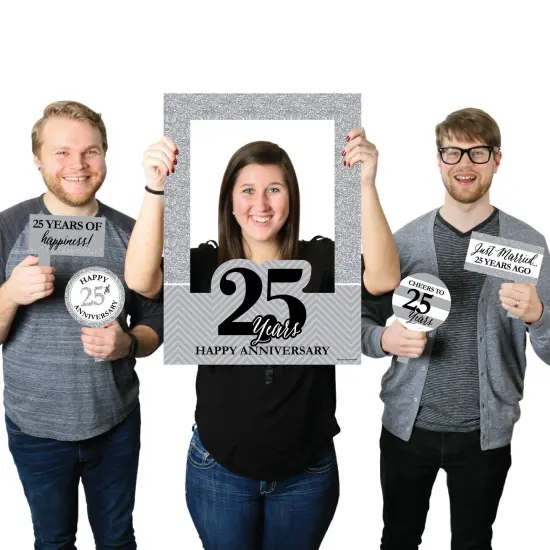 Big Dot of Happiness We Still Do - 25th Wedding Anniversary Selfie Photo Booth Picture Frame & Props - Printed on Sturdy Material {1}