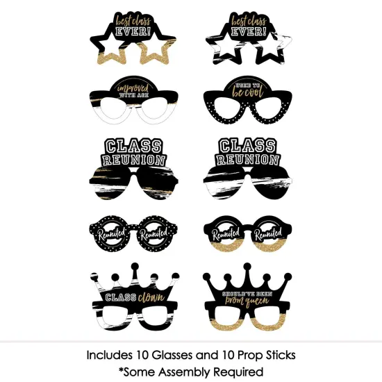Big Dot of Happiness Reunited Glasses - Paper Card Stock School Class Reunion Party Photo Booth Props Kit - 10 Count {4}