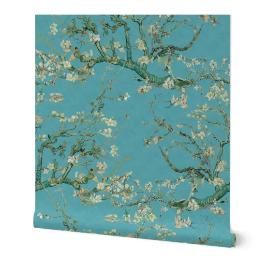 Peel & Stick Wallpaper 2FT Wide Van Gogh Blossom Almond Branches Tree Spring Custom Removable Wallpaper by Spoonflower {7}