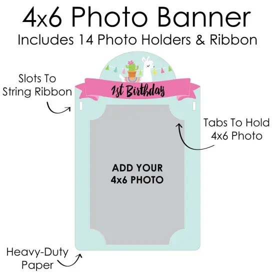 Big Dot of Happiness 1st Birthday Whole Llama Fun - DIY Llama Fiesta First Birthday Party Decor - 1-12 Monthly Picture Display - Photo Banner {7}
