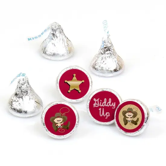 Big Dot of Happiness Little Cowboy - Western Party Round Candy Sticker Favors - Labels Fits Chocolate Candy (1 sheet of 108) {1}