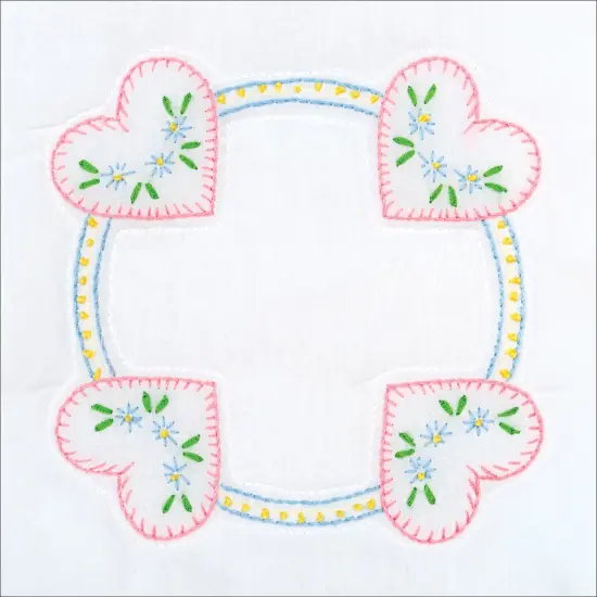 Jack Dempsey Stamped White Quilt Blocks 9"X9" 12/Pkg-Hearts {2}