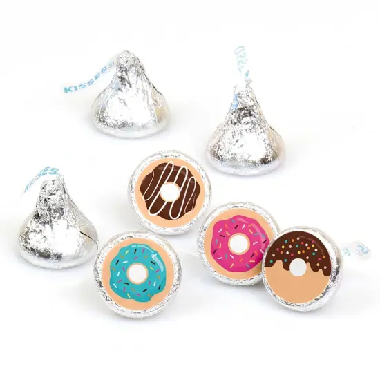 Big Dot of Happiness Donut Worry, Let's Party - Doughnut Party Round Candy Sticker Favors - Labels Fits Chocolate Candy (1 sheet of 108) {1}