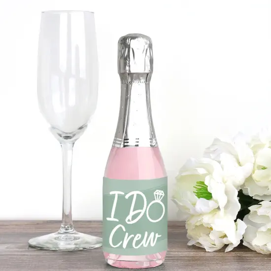 Big Dot of Happiness Sage Green Elegantly Simple - Mini Wine & Champagne Bottle Label Stickers - Wedding or Bridal Shower Guest Party Favor Gift 16 Ct {3}