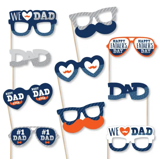 Big Dot of Happiness Happy Father's Day Glasses - Paper Card Stock We Love Dad Party Photo Booth Props Kit - 10 Count {1}