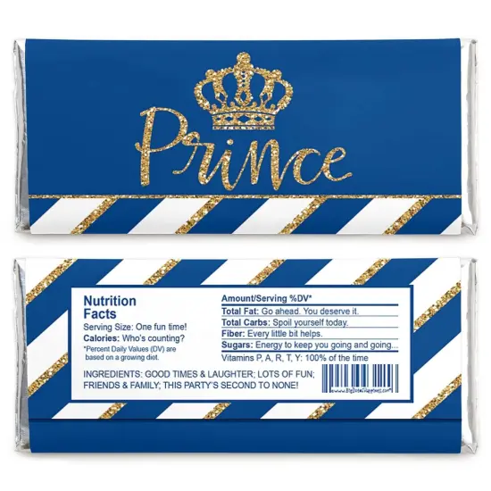 Big Dot of Happiness Royal Prince Charming - Candy Bar Wrapper Baby Shower or Birthday Party Favors - Set of 24 {3}
