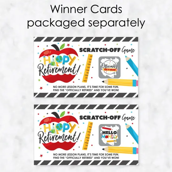 Big Dot of Happiness Teacher Retirement - Happy Retirement Party Game Scratch Off Cards - 22 Count {4}