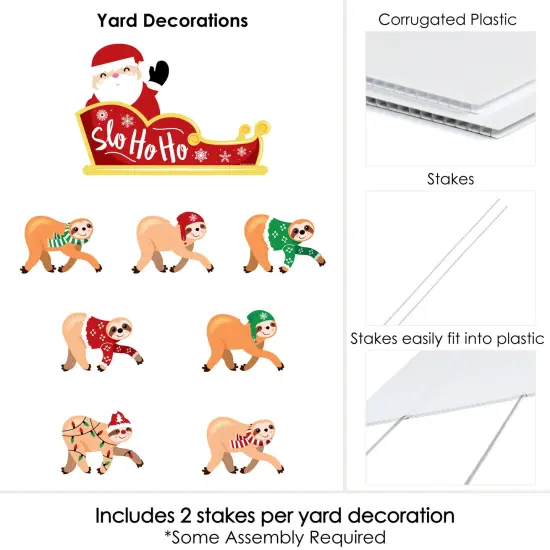 Big Dot of Happiness Sloth Christmas Santa Sleigh - Yard Sign and Outdoor Lawn Decorations - Merry Slothmas Holiday Party Yard Signs - Set of 8 {6}