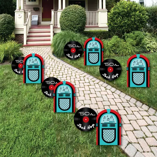 Big Dot of Happiness 50's Sock Hop - Jukebox and Record Lawn Decorations - Outdoor 1950s Rock N Roll Party Yard Decorations - 10 Piece {1}