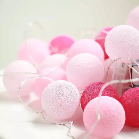 20 LED Cotton Globe Battery Operated String Lights {3}