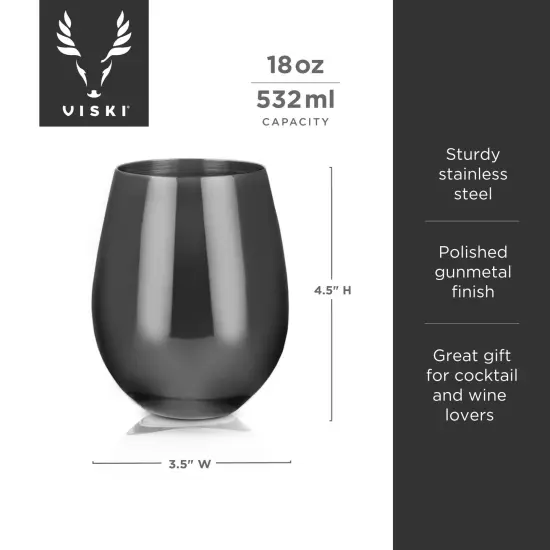 Gunmetal Stemless Wine Glasses  {4}