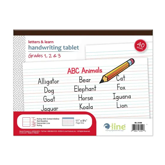Letters & Learn Handwriting Tablet, 40 Sheets, 11" x 8-1/2", Pack of 6 {2}