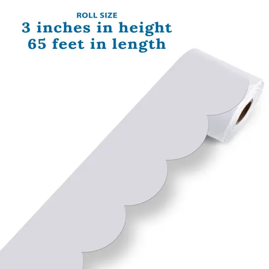 Carson Dellosa 65Ft of Light Gray Bulletin Board Borders, 1 Roll of Grey Scalloped Trim for Rolling Whiteboard, Cork and Posterboard, Party, Office Decorations, and Classroom Decor {3}