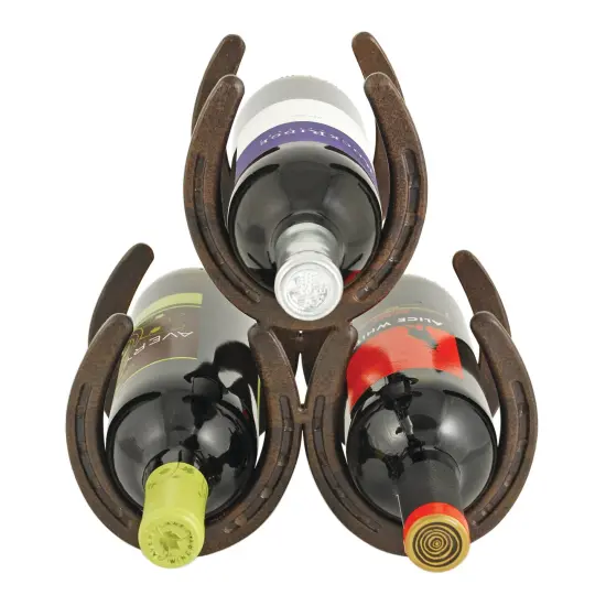 Horseshoe 3 Bottle Metal Wine Rack {1}