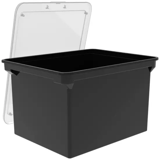 Storex Portable File Tote with Lid, Letter/Legal, 14 x 18 x 11-1/2 Inches, Black/Clear {1}