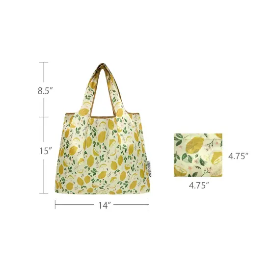 Wrapables Medium Foldable Tote Nylon Reusable Grocery Bag (Set of 2), Lemons {2}