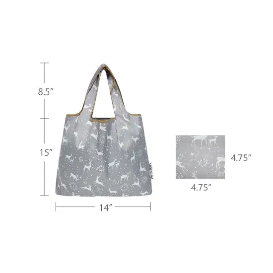 Wrapables Medium Foldable Tote Nylon Reusable Grocery Bag (Set of 2), Dancing Deer {2}