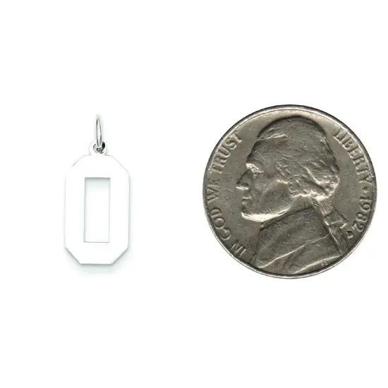 Sterling Silver Medium Polished Number 0 Charm Pendant Jewerly 21mm x 8mm {2}