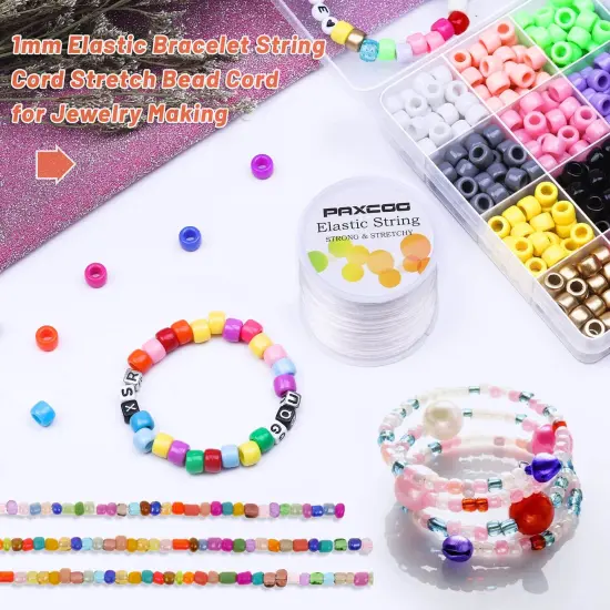 1mm Elastic Bracelet String Cord Stretch Bead Cord for Jewelry and Bracelet Making White {5}