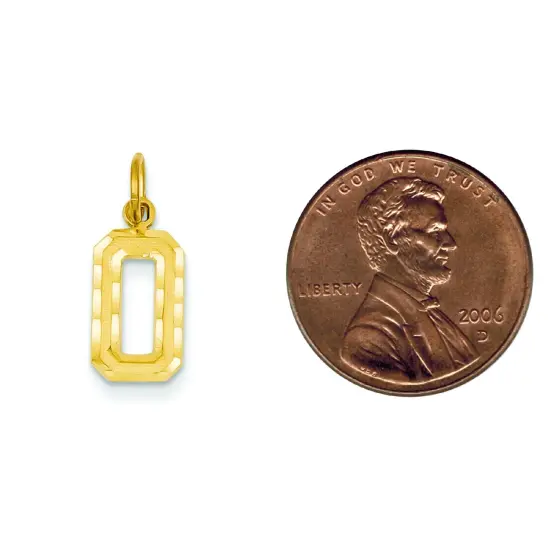 14K Gold Small Number 0 Charm Pendant FindingKing Jewerly 20mm x 7mm {2}