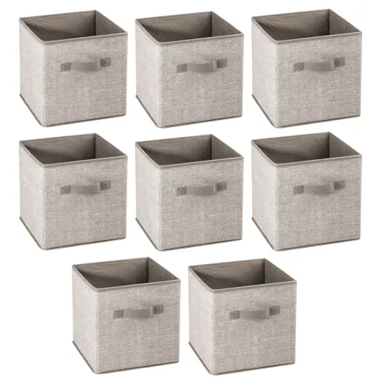 mDesign Small Fabric Closet Organizer Cube Bin with Front Handle {4}