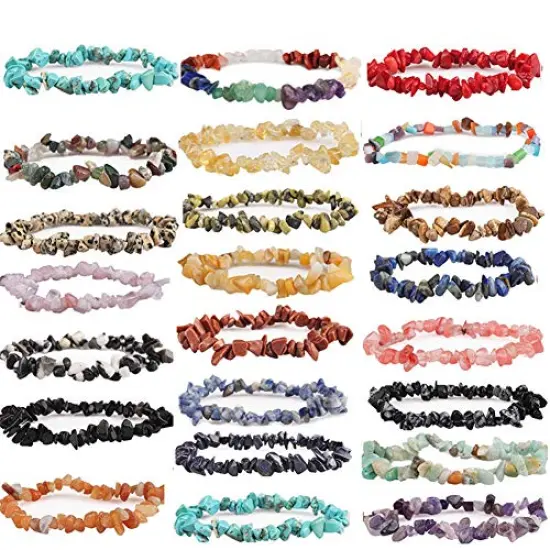 400 PiecesNatural Chip Stone Beads Multicolor 5-8mm Irregular Gemstones Healing Crystal Loose Rocks Bead Hole Drilled DIY for Bracelet Jewelry Making Crafting (5-8mm, Multicolor) {5}