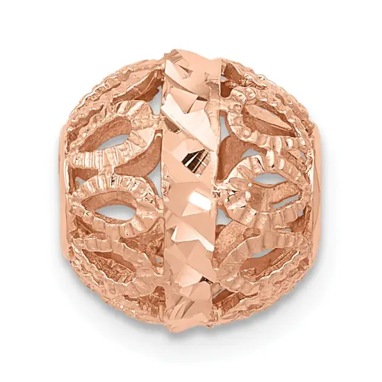 14K Rose Gold Filigree Ball Chain Slide FindingKing {2}