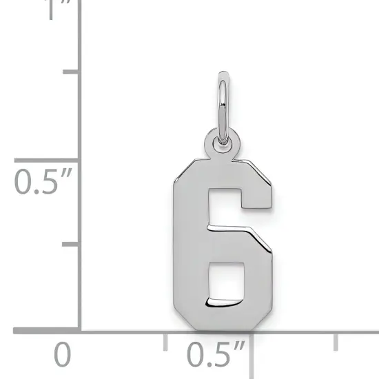 Sterling Silver Small Polished Number 6 Charm Pendant {5}