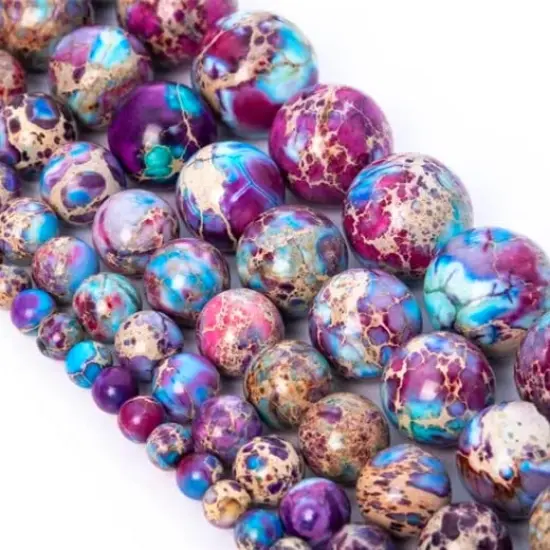 108 Pieces Sea Sediment Imperial Jasper Beads for Jewelry Making 8 MM Colorful Imperial Jasper Gemstones Loose Stone Beads {5}