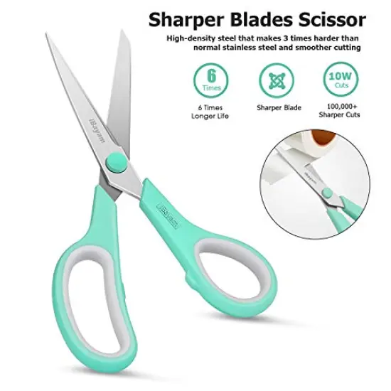 3 Pack Scissors, " Multipurpose Scissors Bulk , Ultra Sharp Blade Shears, Comfort-Grip Handles, Sturdy Sharp Scissors for Office Home School Sewing Fabric Craft Supplies, Right / Left Handed {5}