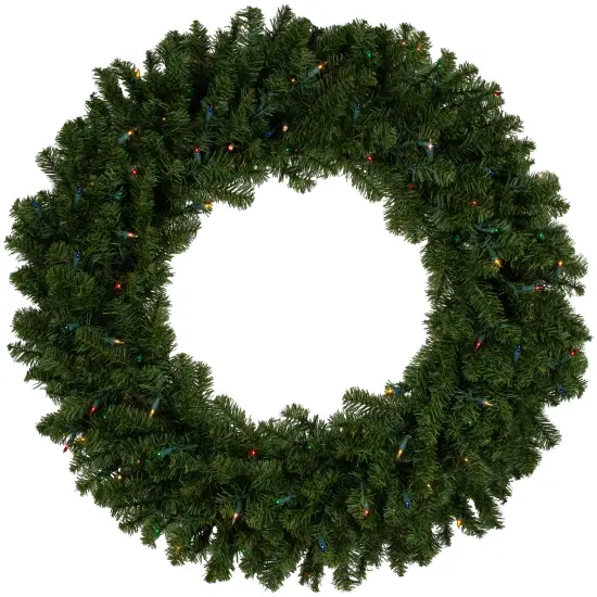 Northlight Pre-Lit Canadian Pine Artificial Christmas Wreath - 36" - Multi Lights Green {1}
