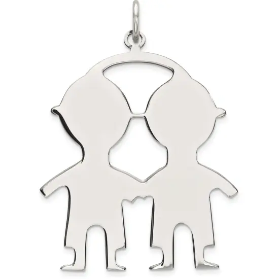 Sterling Silver 2 Boys Charm Jewerly 30mm x 26mm {1}