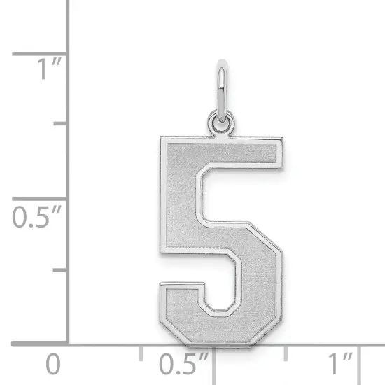 Sterling Silver Large Satin Number 5 Charm Pendant Jewerly 25mm x 11mm {4}