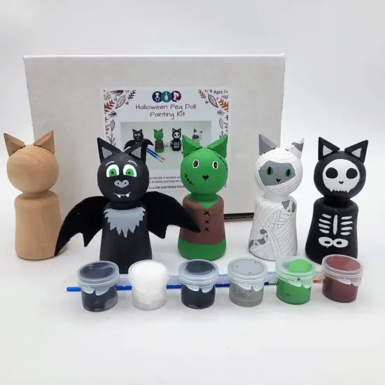 Halloween Cat Peg Doll Painting Craft Kit by Ink and Trinket Kids {2}