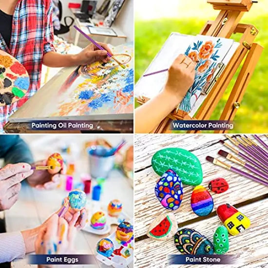 Paint Brushes Set 2-Pack 20 Pieces for Acrylic, Oil, and Watercolor Painting Artist Paintbrushes for Body, Face, Rock, Canvas Kids and Adult Drawing Arts and Crafts Supplies Purple {4}