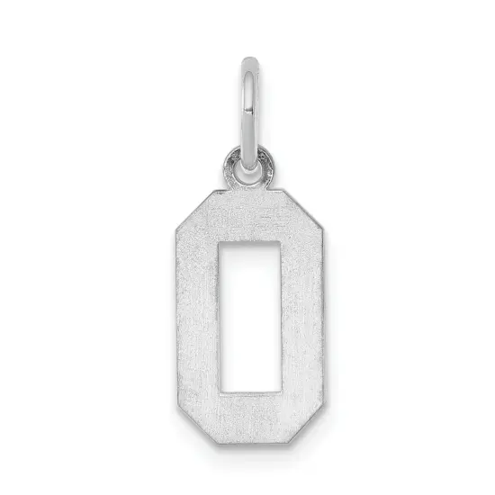 Sterling Silver Small Polished Number 0 Charm Pendant Jewerly 20mm x 4mm {3}