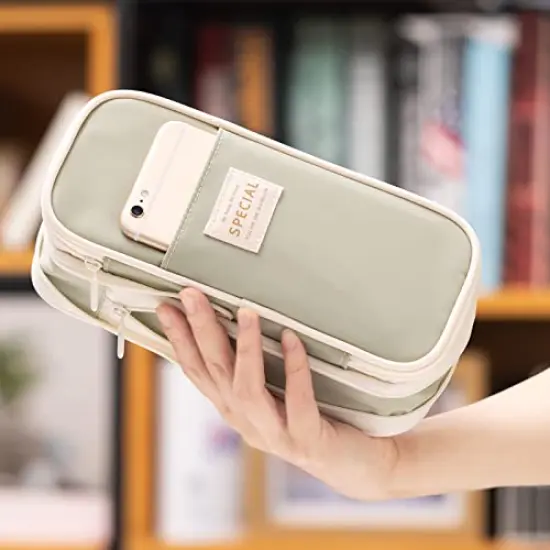 Oversized Green Pencil Case &ndash; Large Capacity Pouch for Stationery and Pens, Ideal for Teen Girls {3}