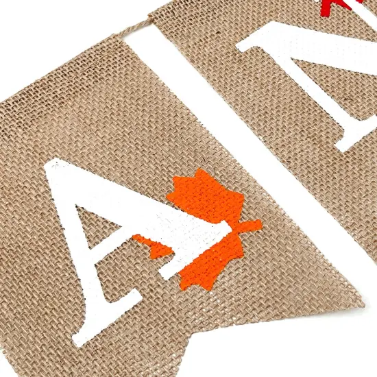 Wrapables Thanksgiving Burlap Thankful Banner with Maple Leaves {3}