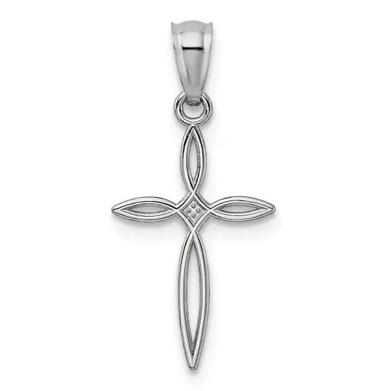 14K White Gold Cross Pendant Charm Jewelry Religious 24mm x 12mm {3}