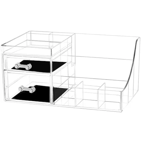 Clear Makeup Organizer with Drawers, Bathroom Countertop Organizer and Storage, Ideal for Dorm Room Desk Dresser Vanity, Great for Cosmetics, Toiletries, Skincare, Brush, Nail Supplies {1}