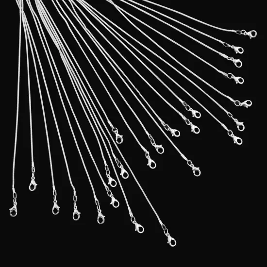 24 Pieces 18 Inch 925 Silver Plated 1.2mm DIY Snake Chain Charms Link Necklace with Lobster Clasps for Jewelry Making {5}