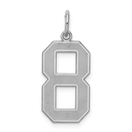 Sterling Silver Large Satin Number 8 Charm Pendant Jewerly 25mm x 11mm {1}